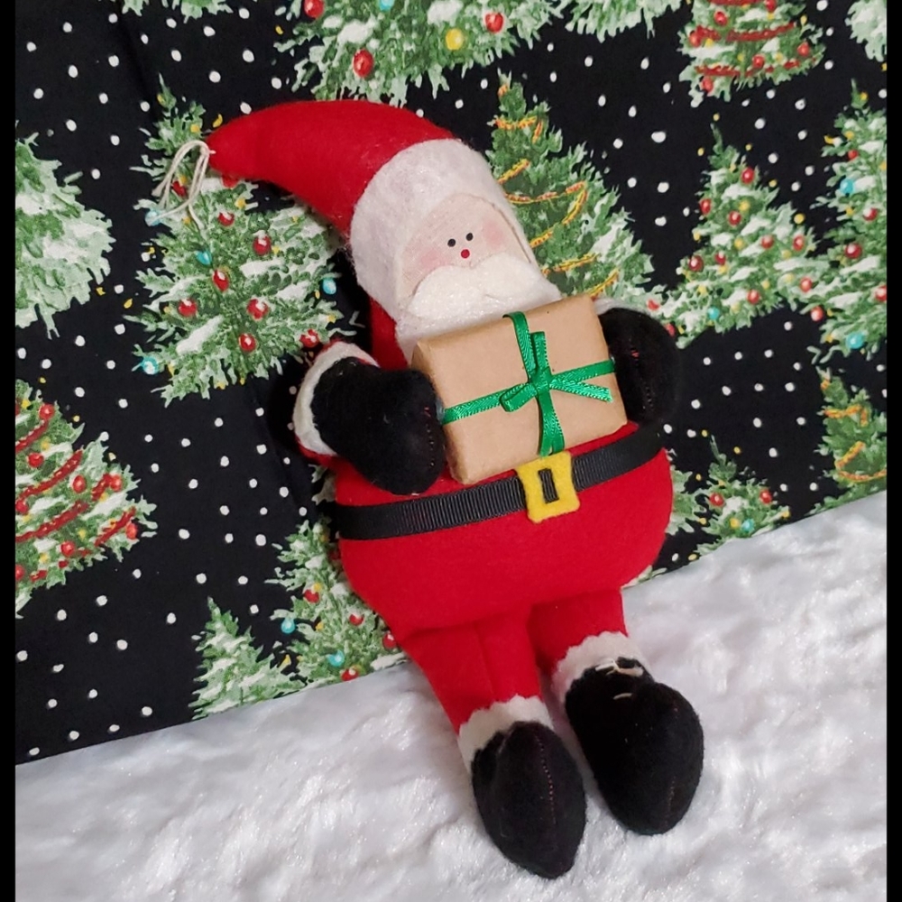 Handmade Santa Claus ornament happy chic country folk style Holiday Christmas